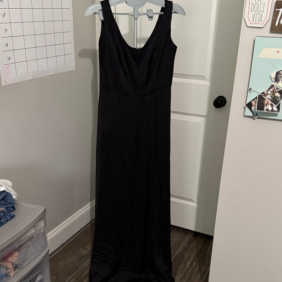 David's Bridal Classic Black Maxi Dress with pockets - Picture 1 of 8